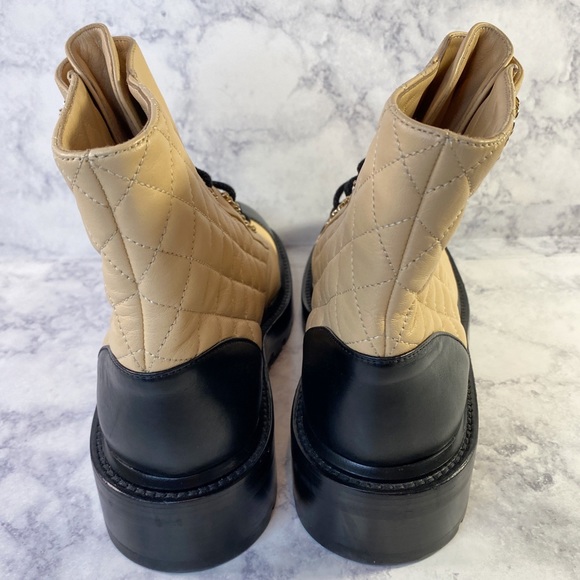 Chanel Calfskin Two Tone Combat Boots 40 - Picture 6 of 10